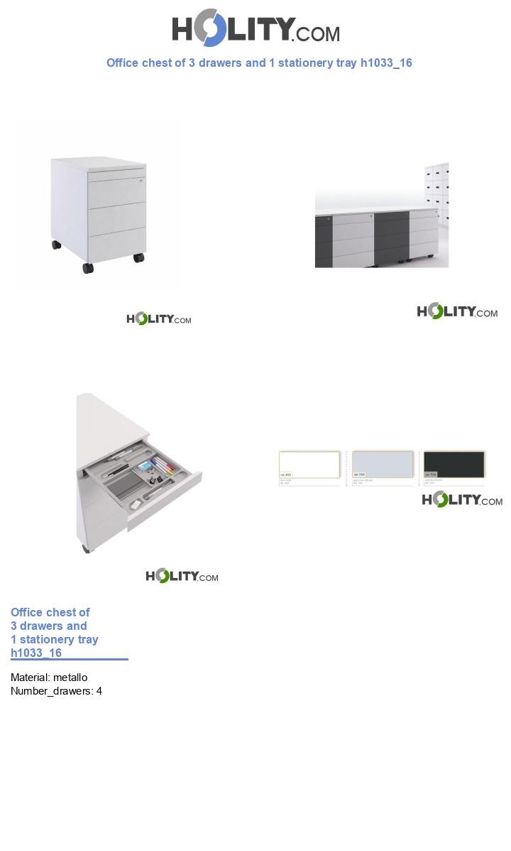 Office chest of 3 drawers and 1 stationery tray h1033_16