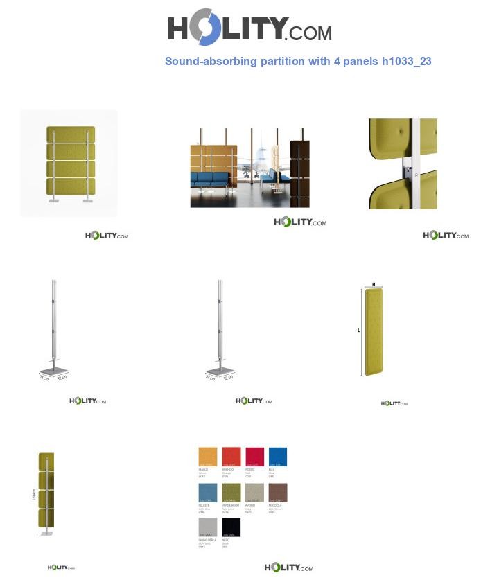 Sound-absorbing partition with 4 panels h1033_23