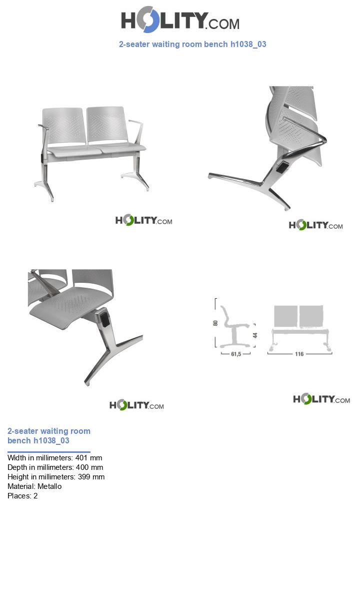 2-seater waiting room bench h1038_03