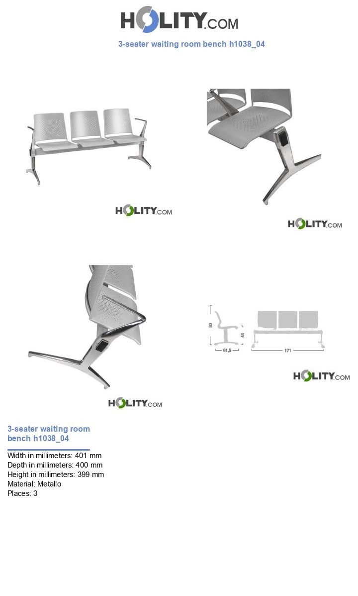 3-seater waiting room bench h1038_04