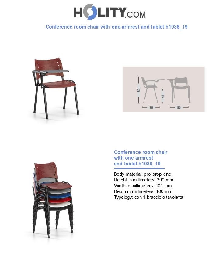 Conference room chair with one armrest and tablet h1038_19