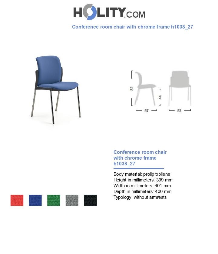 Conference room chair with chrome frame h1038_27