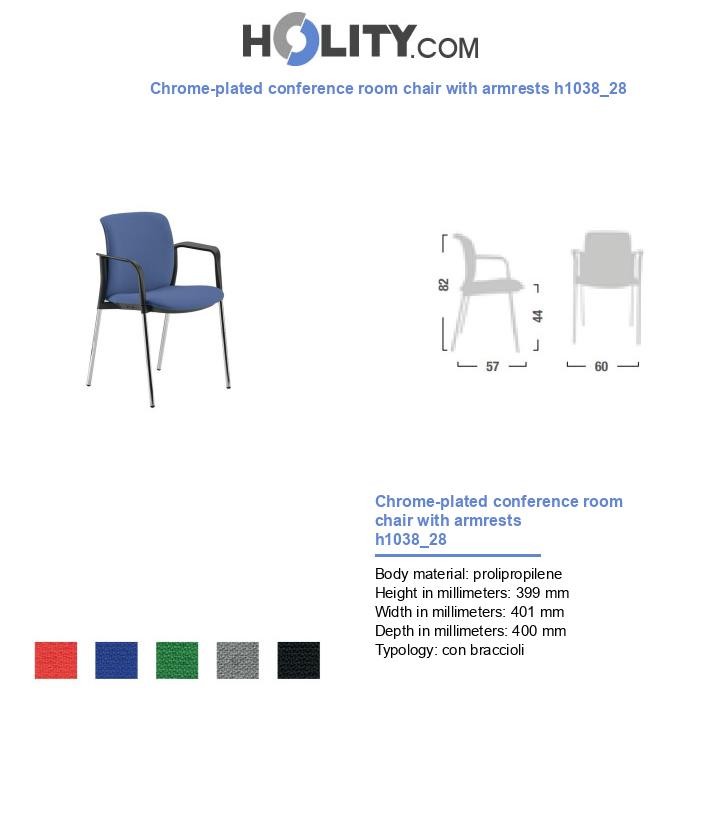 Chrome-plated conference room chair with armrests h1038_28