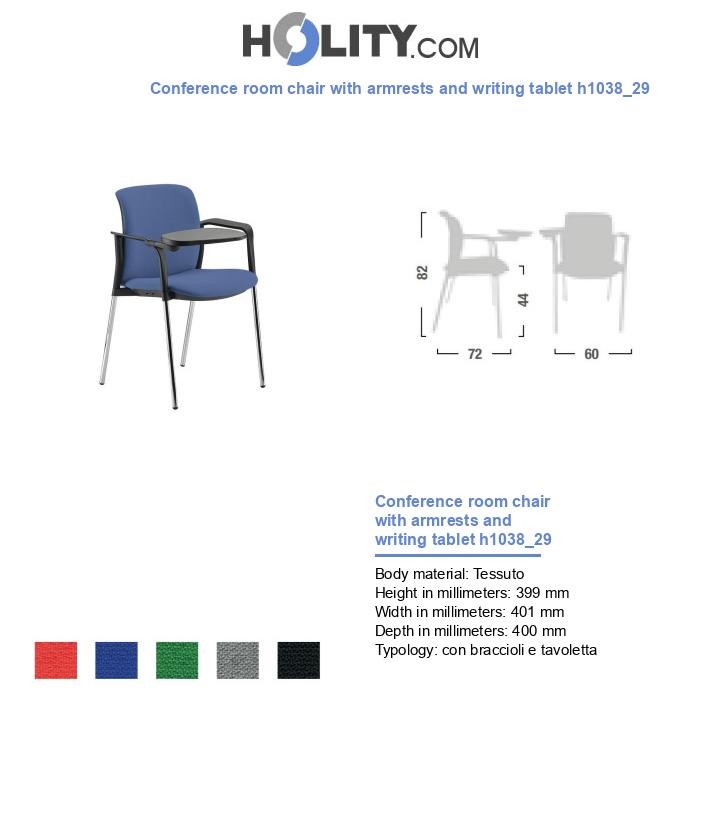 Conference room chair with armrests and writing tablet h1038_29