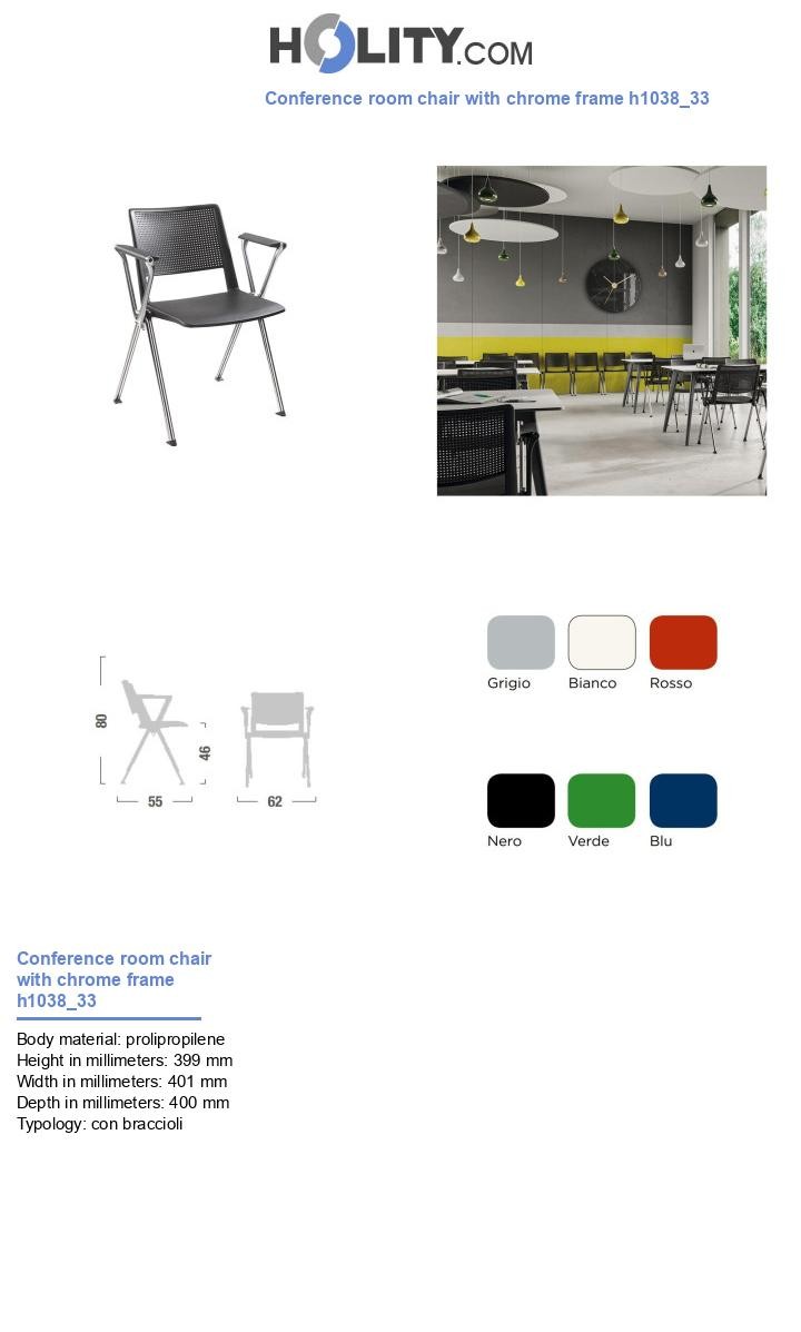 Conference room chair with chrome frame h1038_33