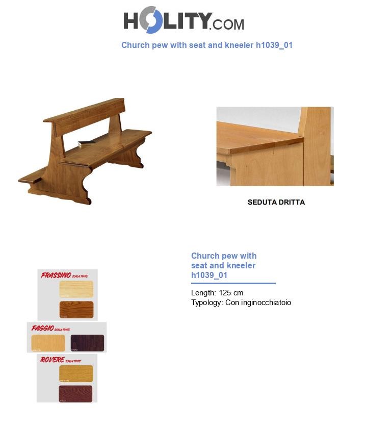 Church pew with seat and kneeler h1039_01