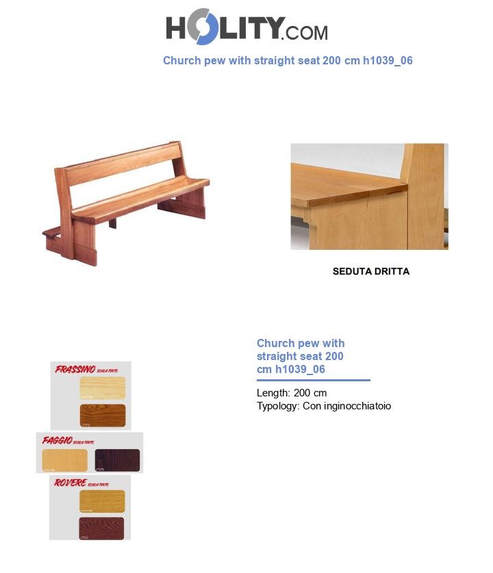 Church pew with straight seat 200 cm h1039_06