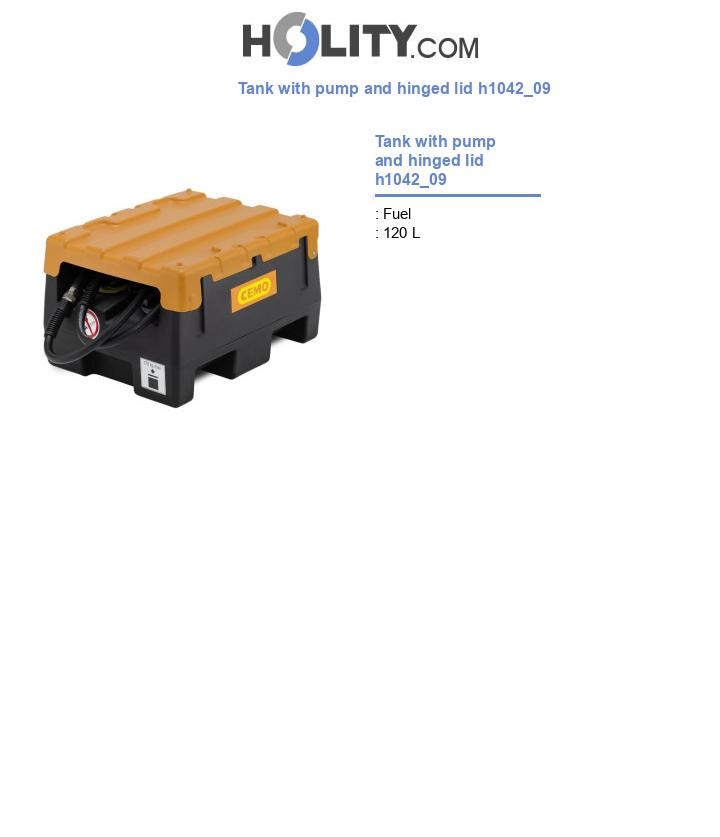 Tank with pump and hinged lid h1042_09