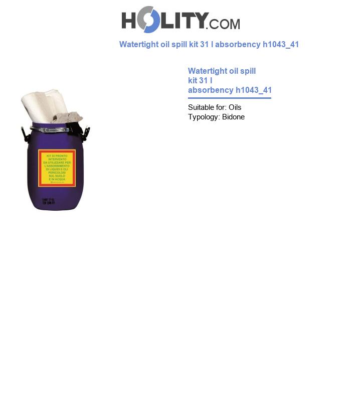Watertight oil spill kit 31 l absorbency h1043_41