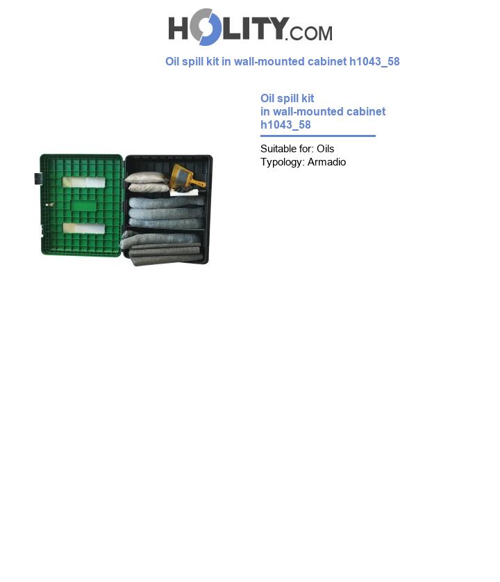 Oil spill kit in wall-mounted cabinet h1043_58