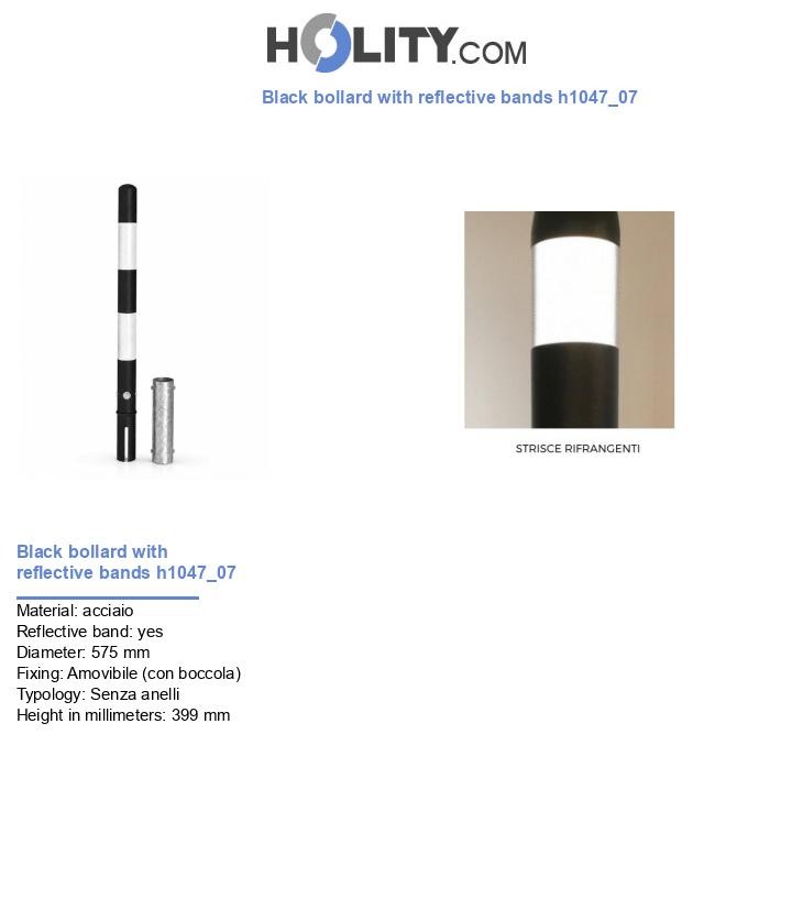 Black bollard with reflective bands h1047_07