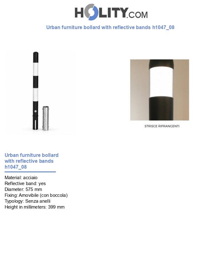 Urban furniture bollard with reflective bands h1047_08