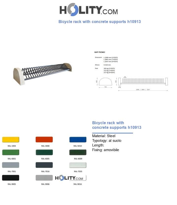 Bicycle rack with concrete supports h10913
