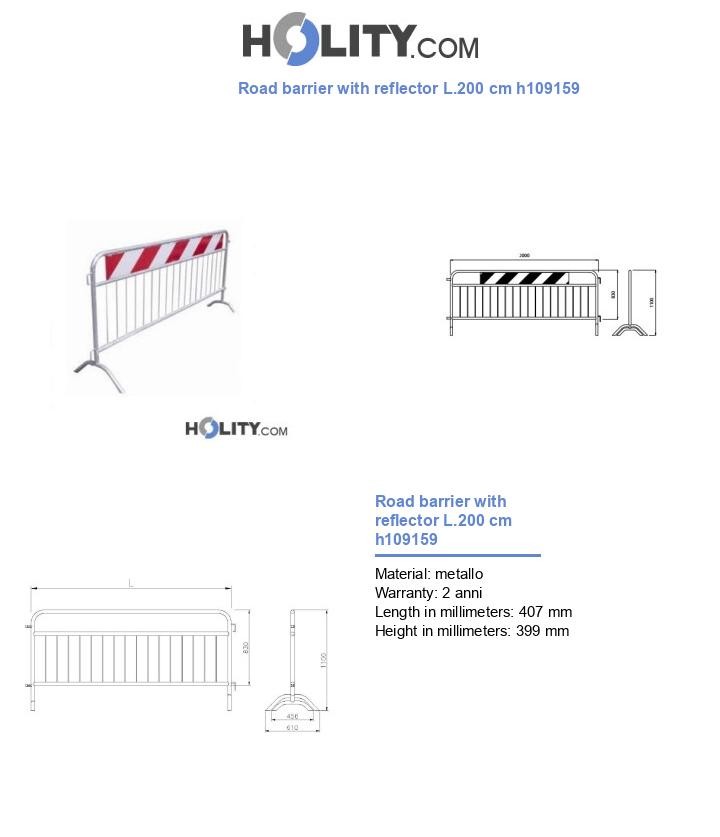 Road barrier with reflector L.200 cm h109159