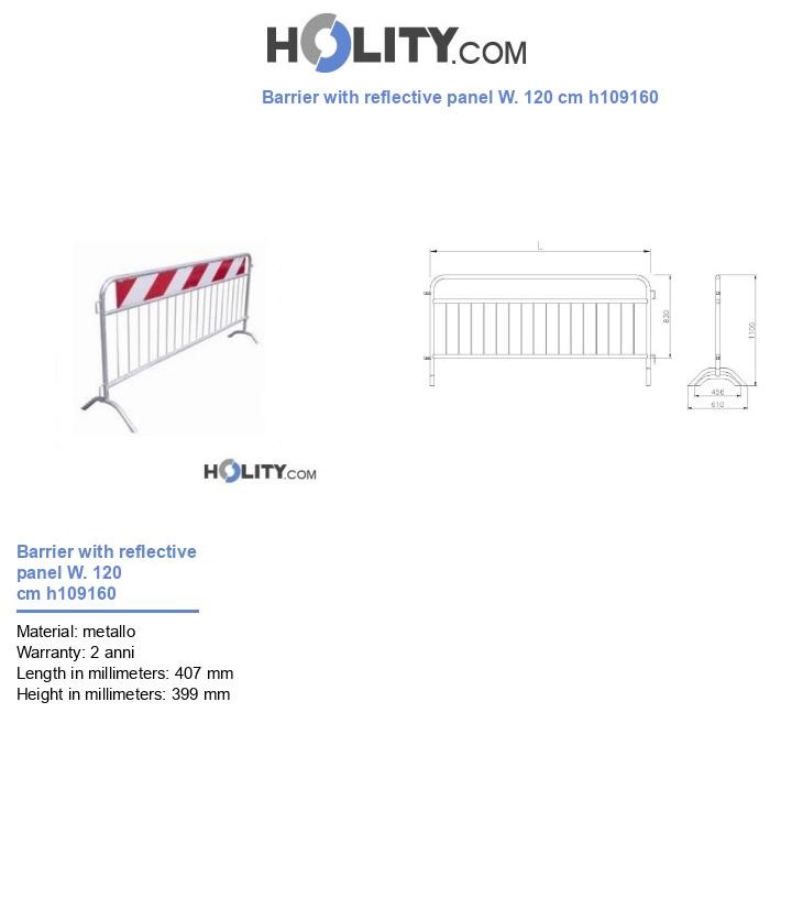 Barrier with reflective panel W. 120 cm h109160