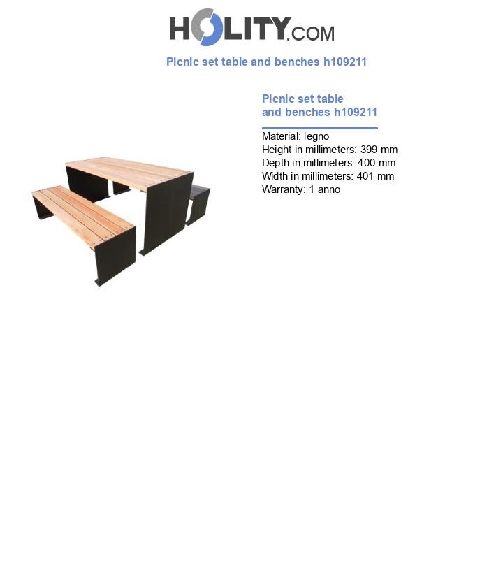 Picnic set table and benches h109211