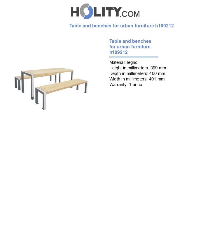 Table and benches for urban furniture h109212