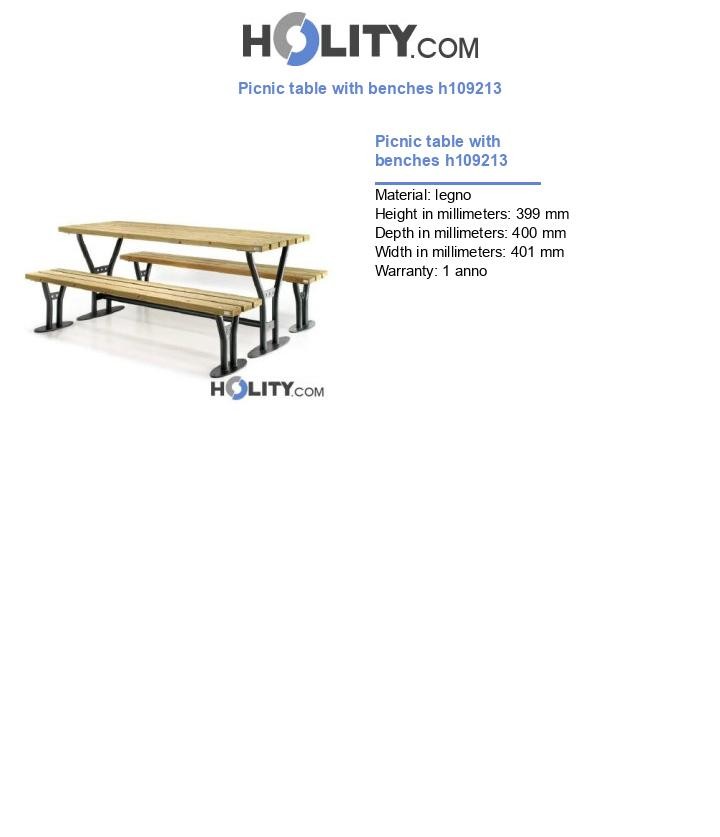 Picnic table with benches h109213