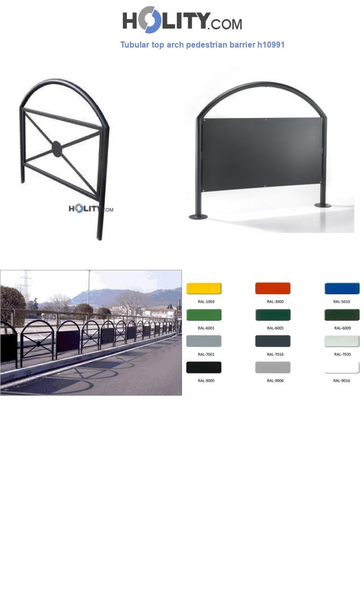 Tubular top arch pedestrian barrier h10991