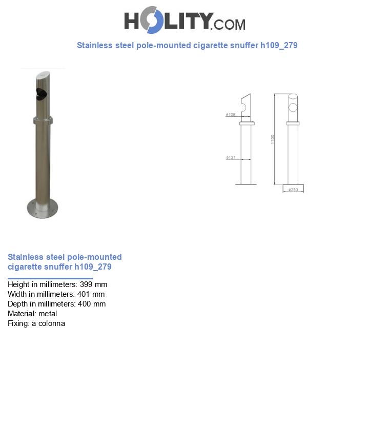 Stainless steel pole-mounted cigarette snuffer h109_279