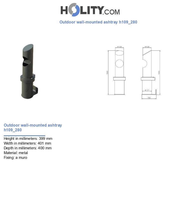 Outdoor wall-mounted ashtray h109_280