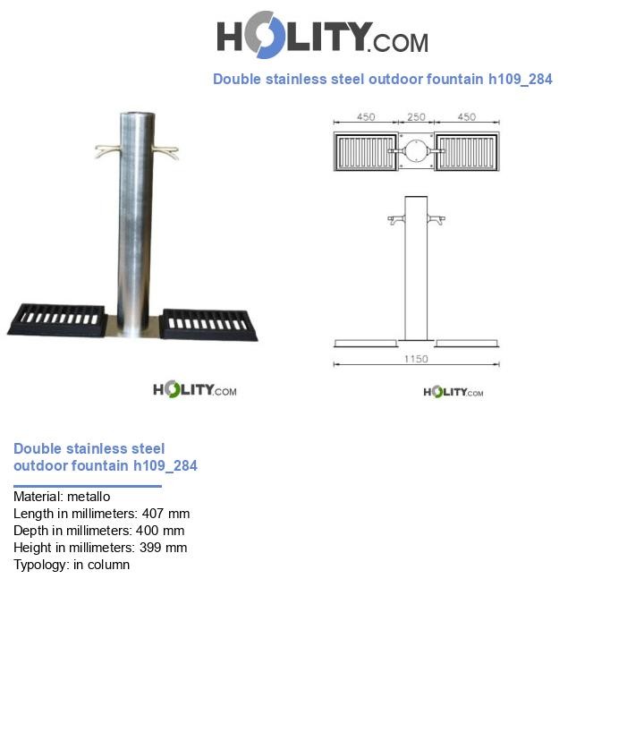 Double stainless steel outdoor fountain h109_284