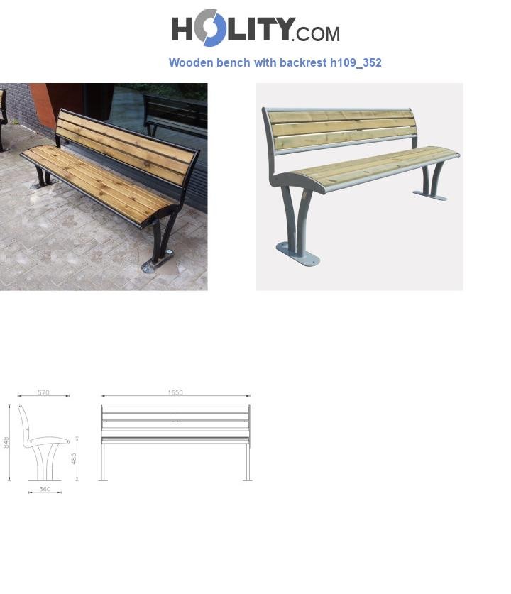 Wooden bench with backrest h109_352