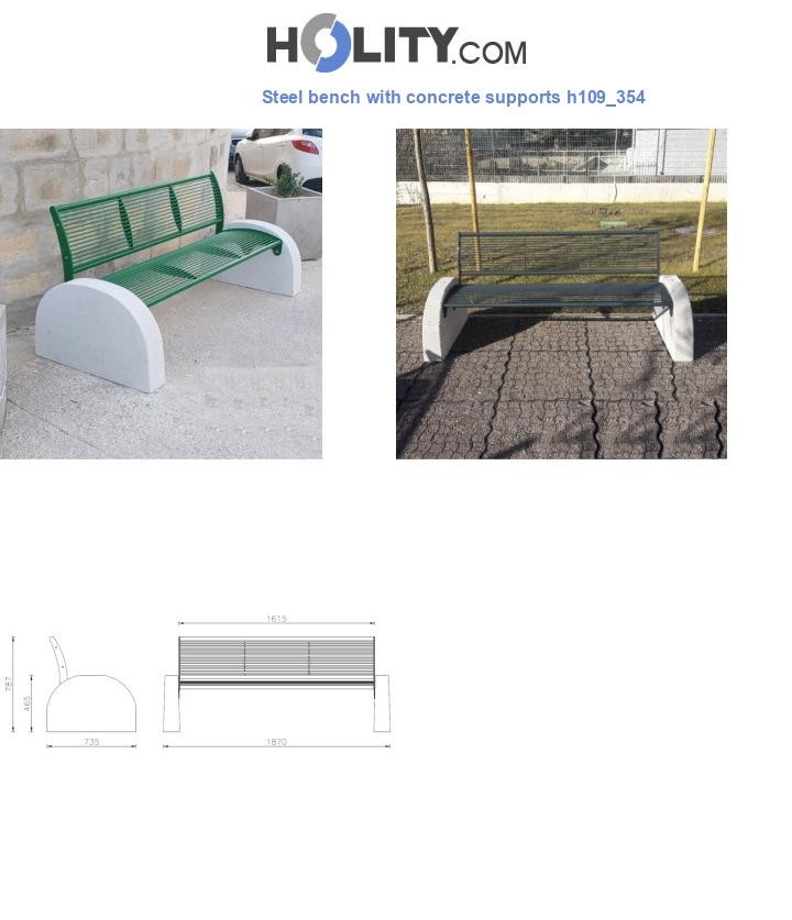Steel bench with concrete supports h109_354