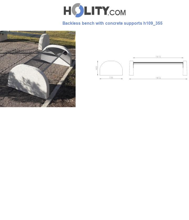Backless bench with concrete supports h109_355