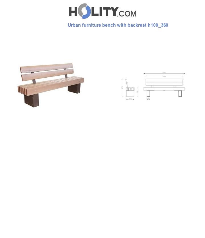 Urban furniture bench with backrest h109_360