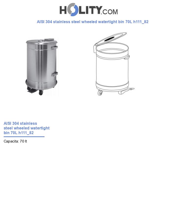 AISI 304 stainless steel wheeled watertight bin 70L h111_82