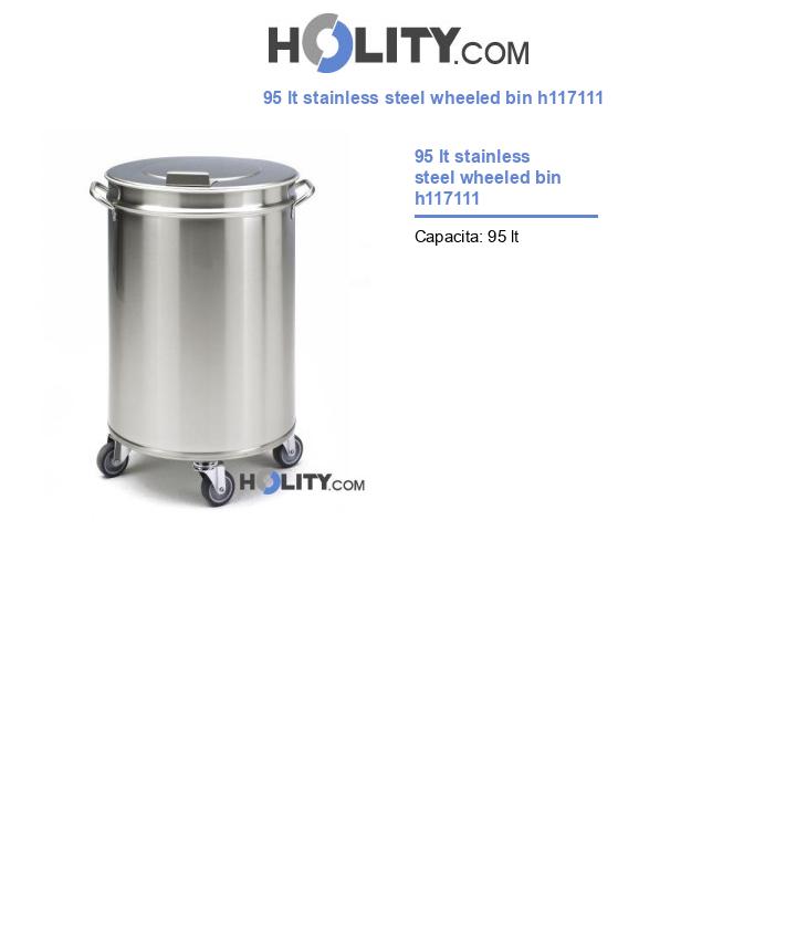 95 lt stainless steel wheeled bin h117111