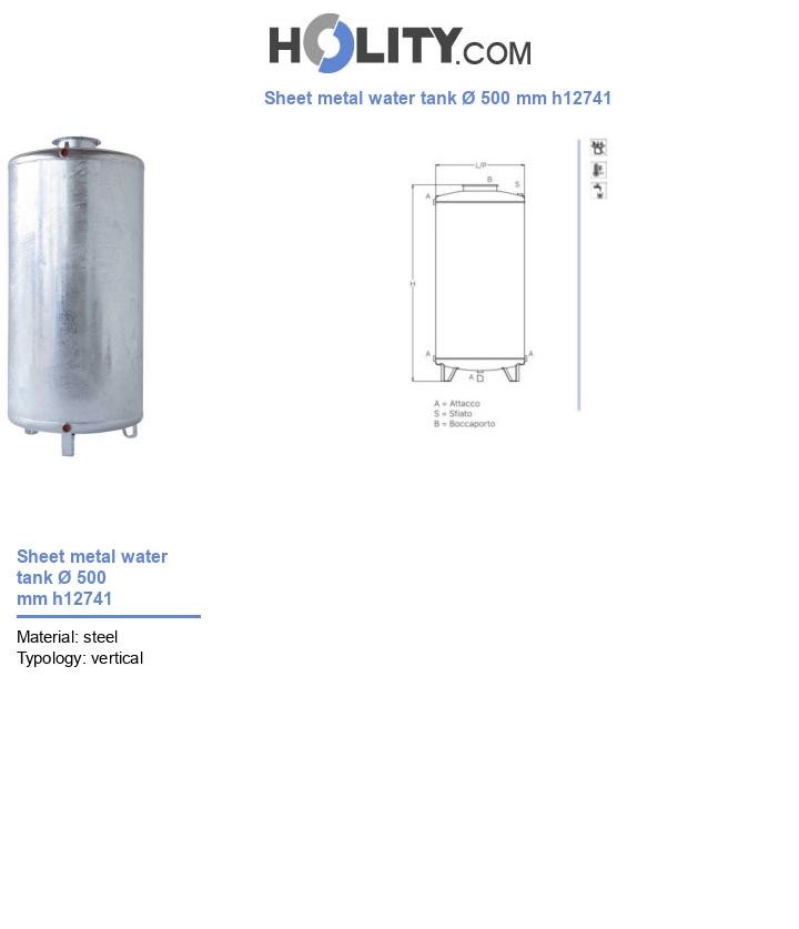Sheet metal water tank Ø 500 mm h12741