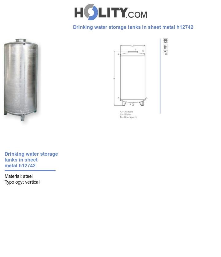 Drinking water storage tanks in sheet metal h12742