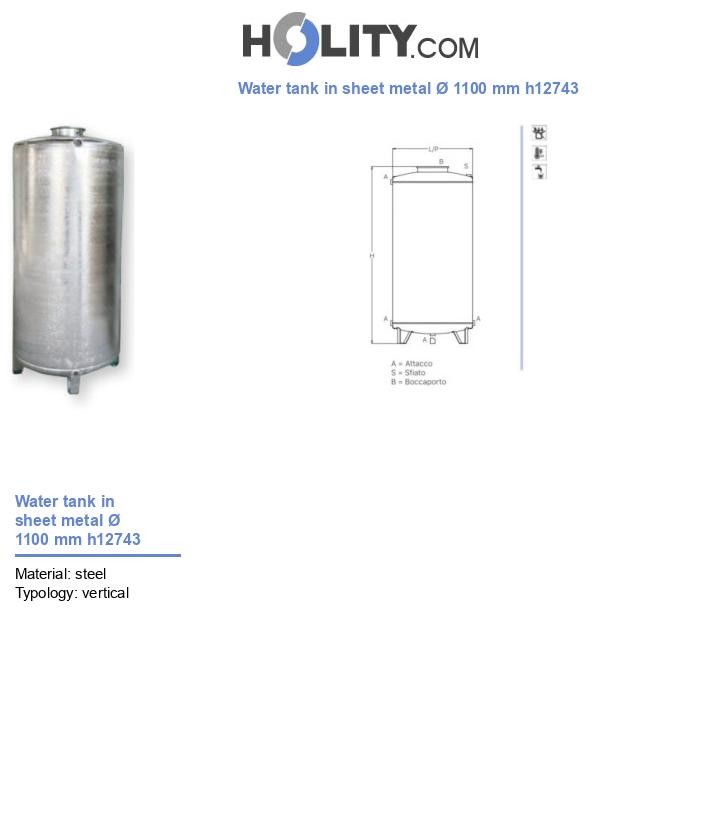 Water tank in sheet metal Ø 1100 mm h12743