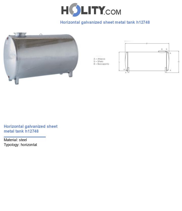 Horizontal galvanized sheet metal tank h12748