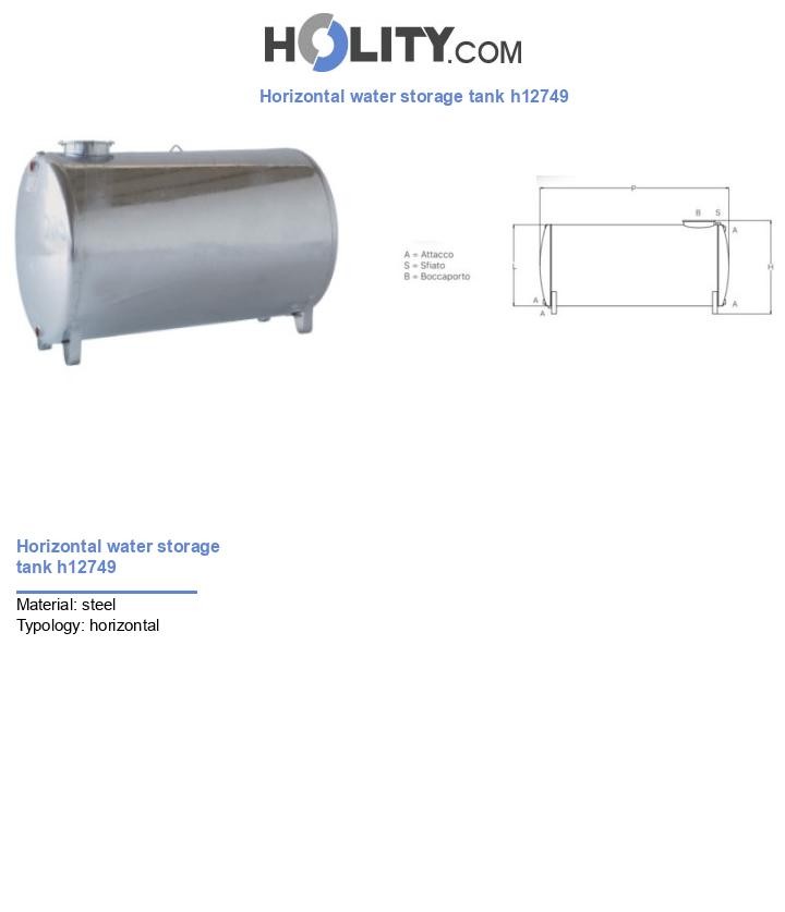 Horizontal water storage tank h12749