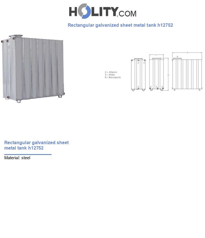 Rectangular galvanized sheet metal tank h12752