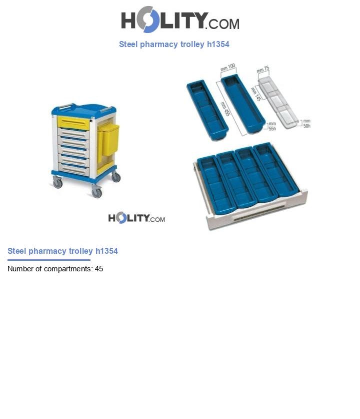 Steel pharmacy trolley h1354