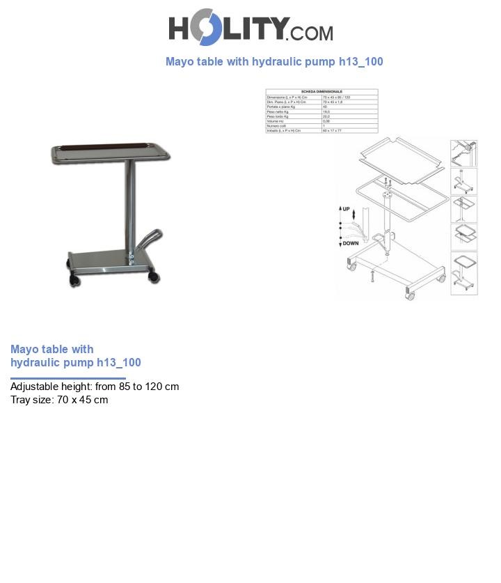 Mayo table with hydraulic pump h13_100