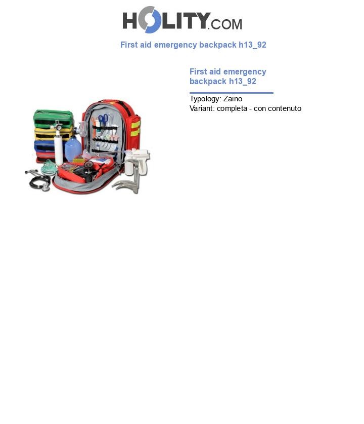 First aid emergency backpack h13_92