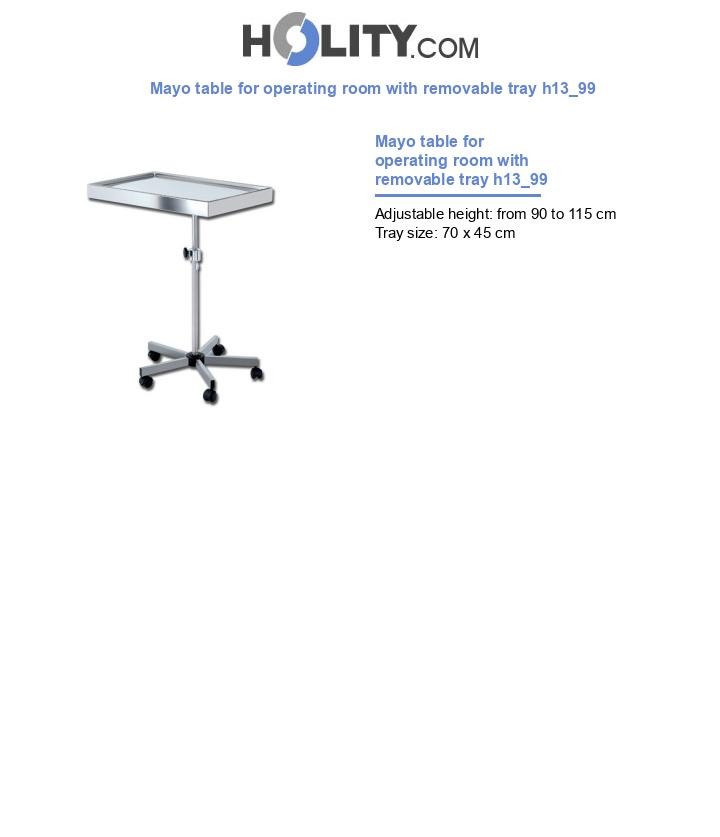 Mayo table for operating room with removable tray h13_99