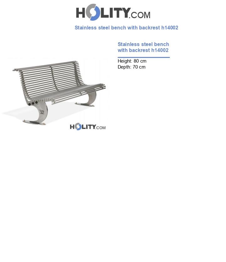 Stainless steel bench with backrest h14002