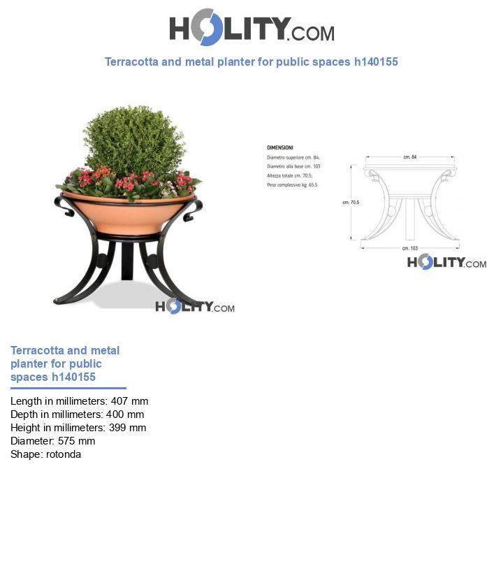 Terracotta and metal planter for public spaces h140155