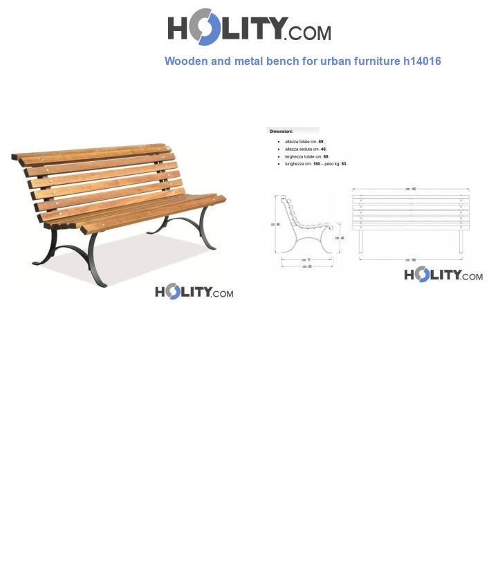 Wooden and metal bench for urban furniture h14016