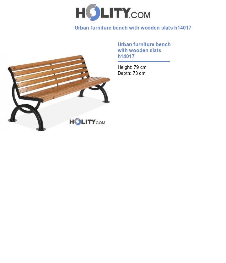 Urban furniture bench with wooden slats h14017