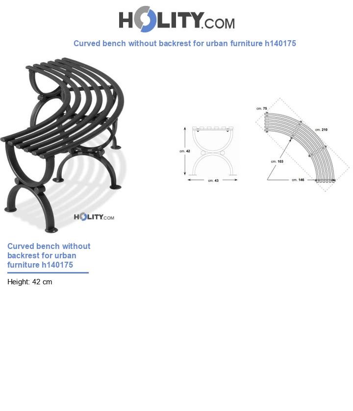 Curved bench without backrest for urban furniture h140175