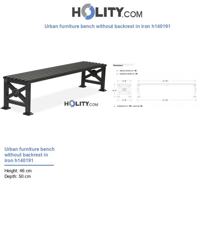 Urban furniture bench without backrest in iron h140191