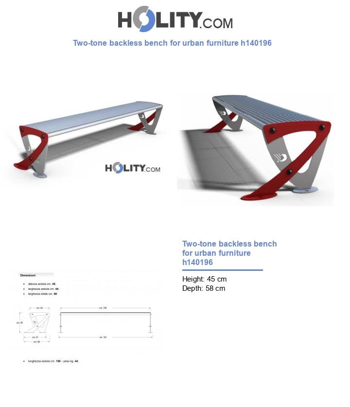 Two-tone backless bench for urban furniture h140196
