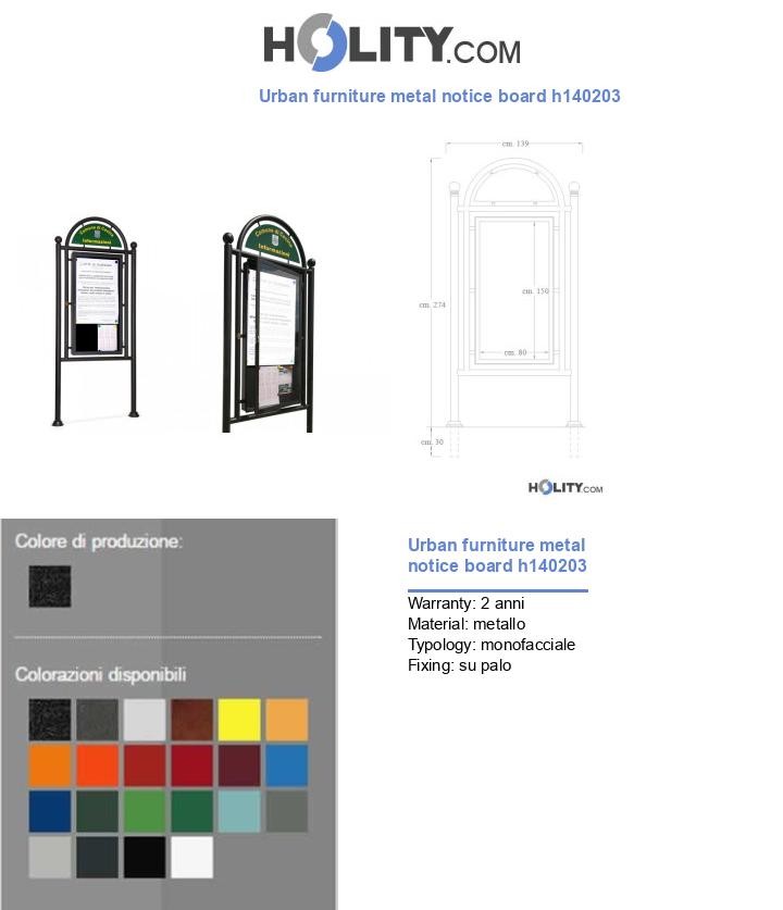 Urban furniture metal notice board h140203